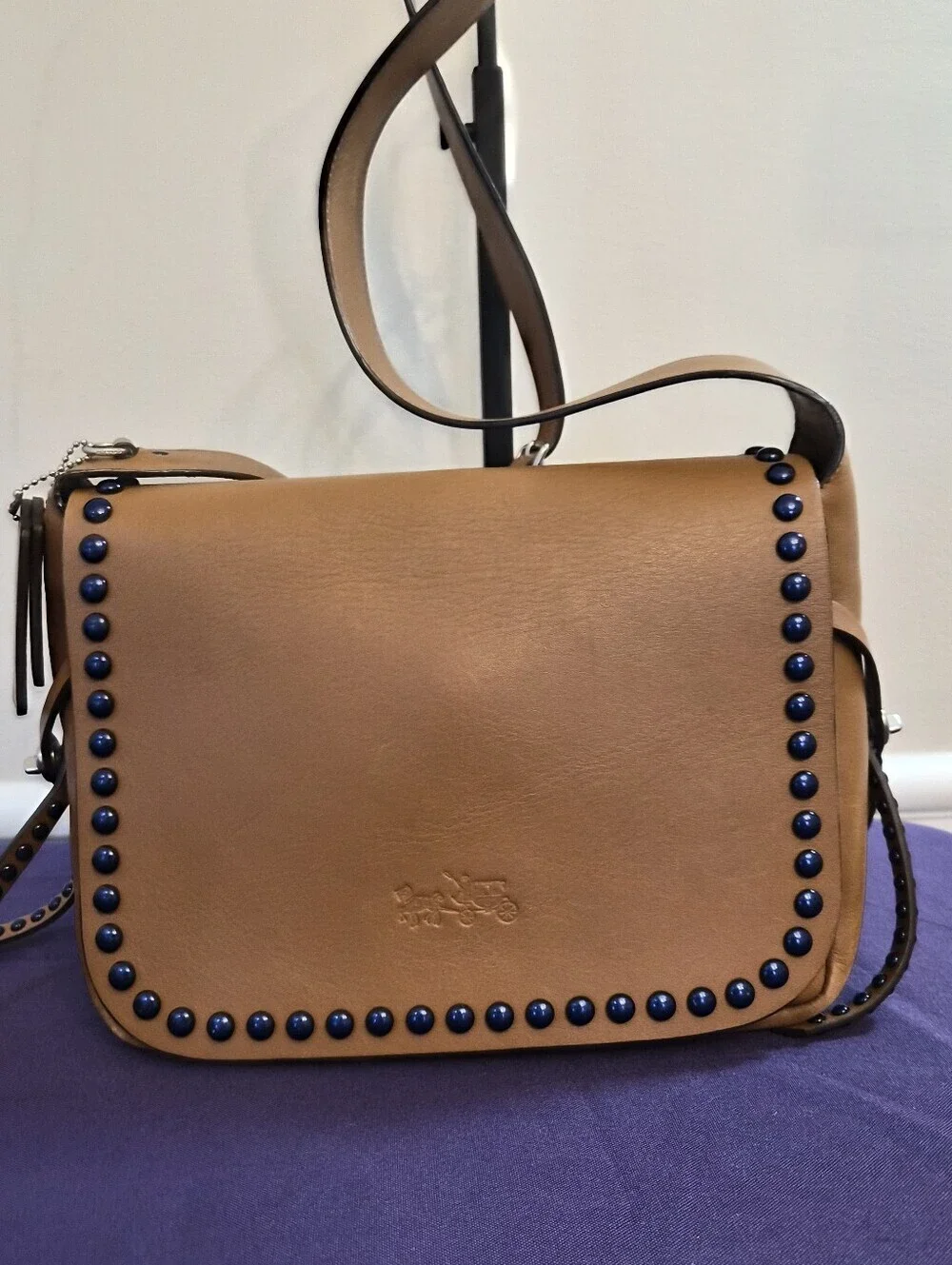 Coach Studded Messenger / Crossbody Bag 🤎💙